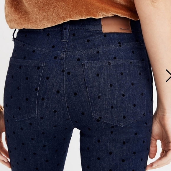 ♥️Madewell High Rise Skinny Denim Jeans Polka Dot Polkadot Stretch Slimming - Picture 3 of 10